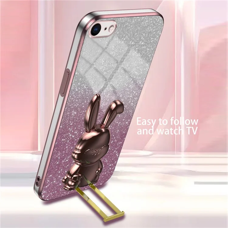 For iPhone 6 / 7 / 8 / SE (2020) / SE (2022) Cartoon Rabbit Kickstand Cover Anti-collision Phone Case - Pink