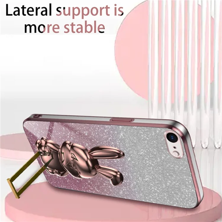 For iPhone 6 / 7 / 8 / SE (2020) / SE (2022) Cartoon Rabbit Kickstand Cover Anti-collision Phone Case - Pink