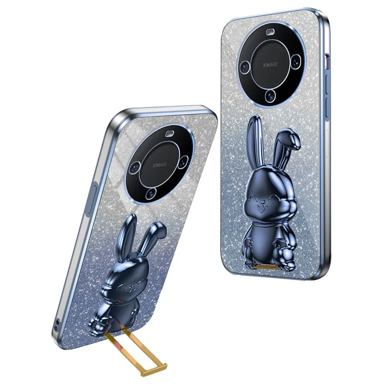 For Huawei Mate 60 Pro Pull-out Kickstand Cover Cartoon Rabbit Cell Phone Cases - Blue