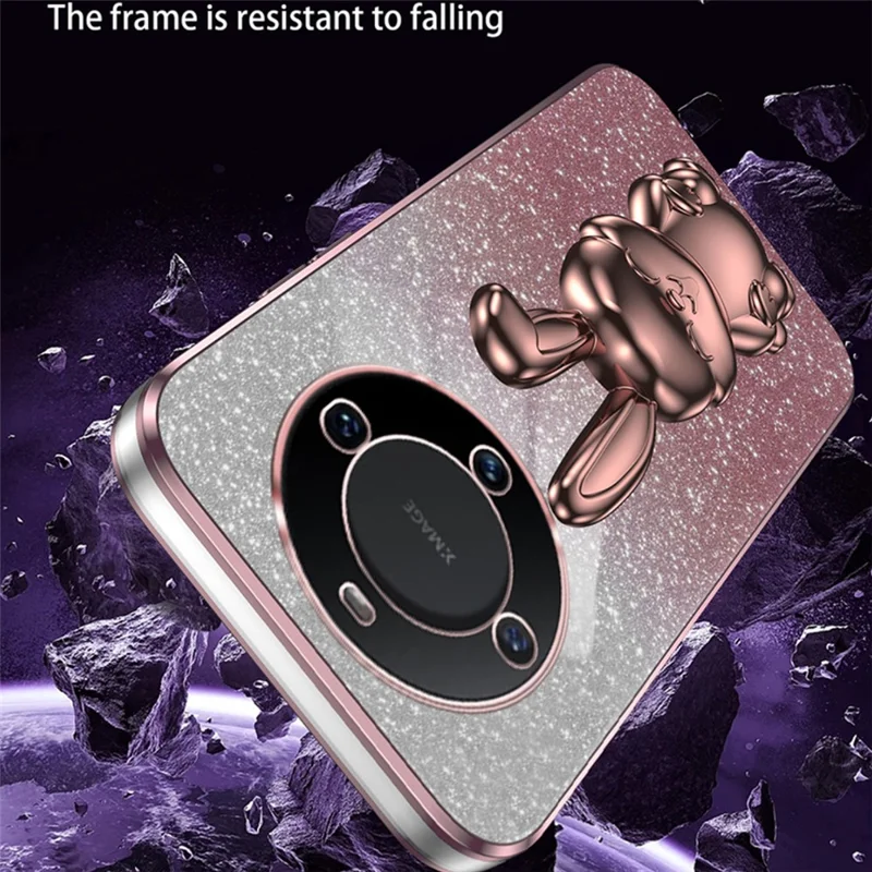 For Huawei Mate 60 Pro Pull-out Kickstand Cover Cartoon Rabbit Cell Phone Cases - Pink