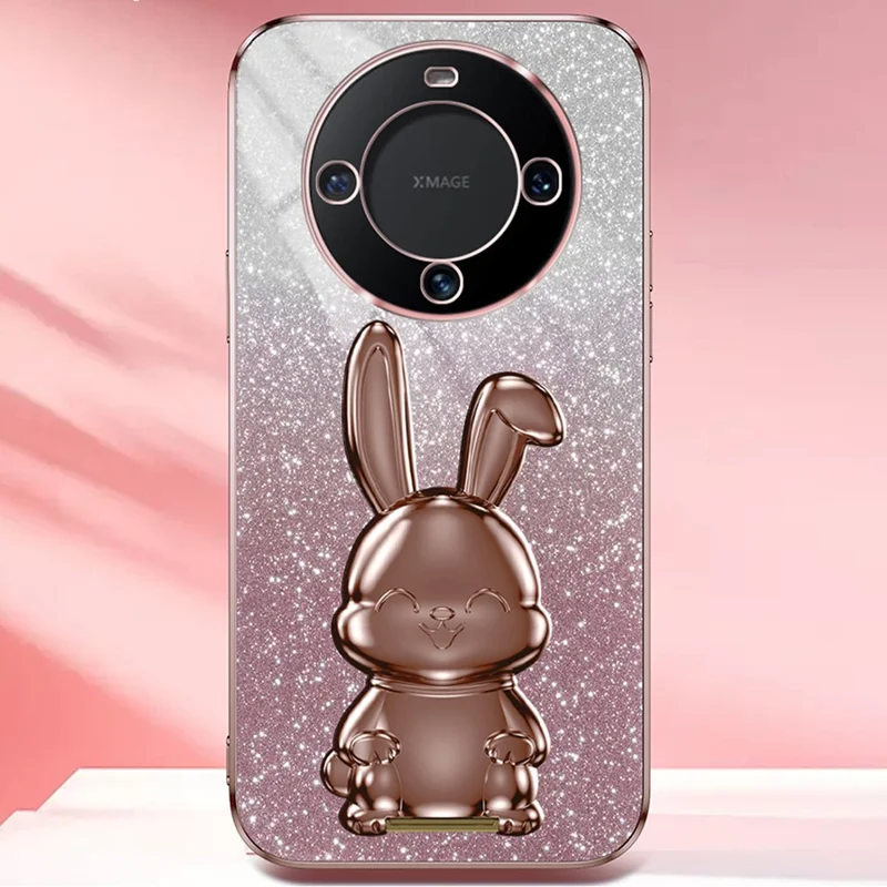 For Huawei Mate 60 Pro Pull-out Kickstand Cover Cartoon Rabbit Cell Phone Cases - Pink
