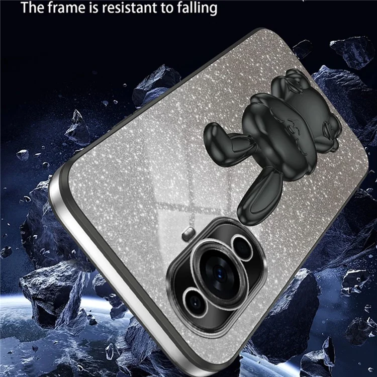 For Huawei nova 11 Pro / nova 11 Ultra Cartoon Rabbit Kickstand Cover Electroplating Phone Case - Black