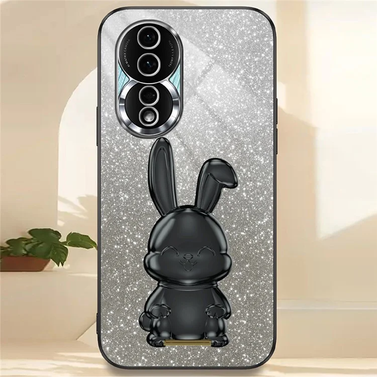 For Honor 80 5G PC+TPU Funda de teléfono celular Conejo de dibujos animados Soporte - Negro