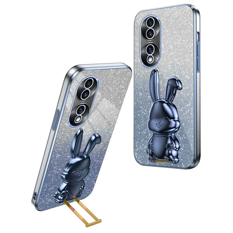Funda para teléfono móvil Honor 70 5G, diseño de conejo de dibujos animados, PC+TPU, con soporte - Azul