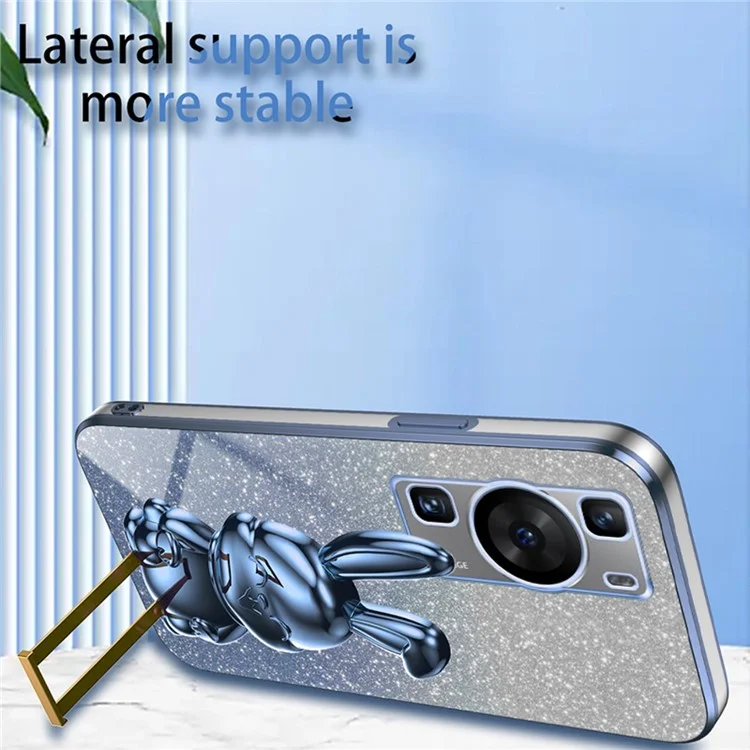 Handy-Hülle für Huawei P60 Pro / P60 Glitter Pulver PC+TPU Schale mit Ausziehbarem Ständer - Blau