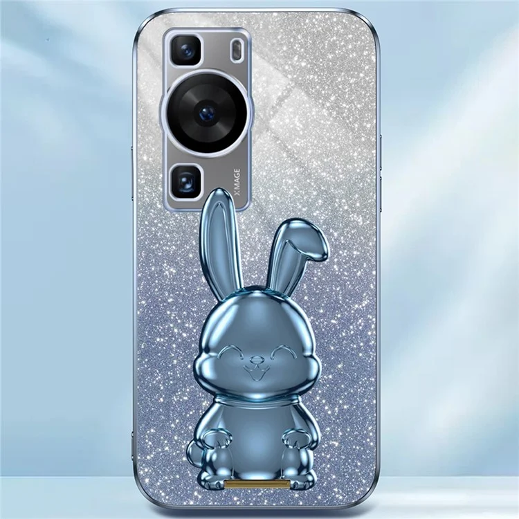 Handy-Hülle für Huawei P60 Pro / P60 Glitter Pulver PC+TPU Schale mit Ausziehbarem Ständer - Blau