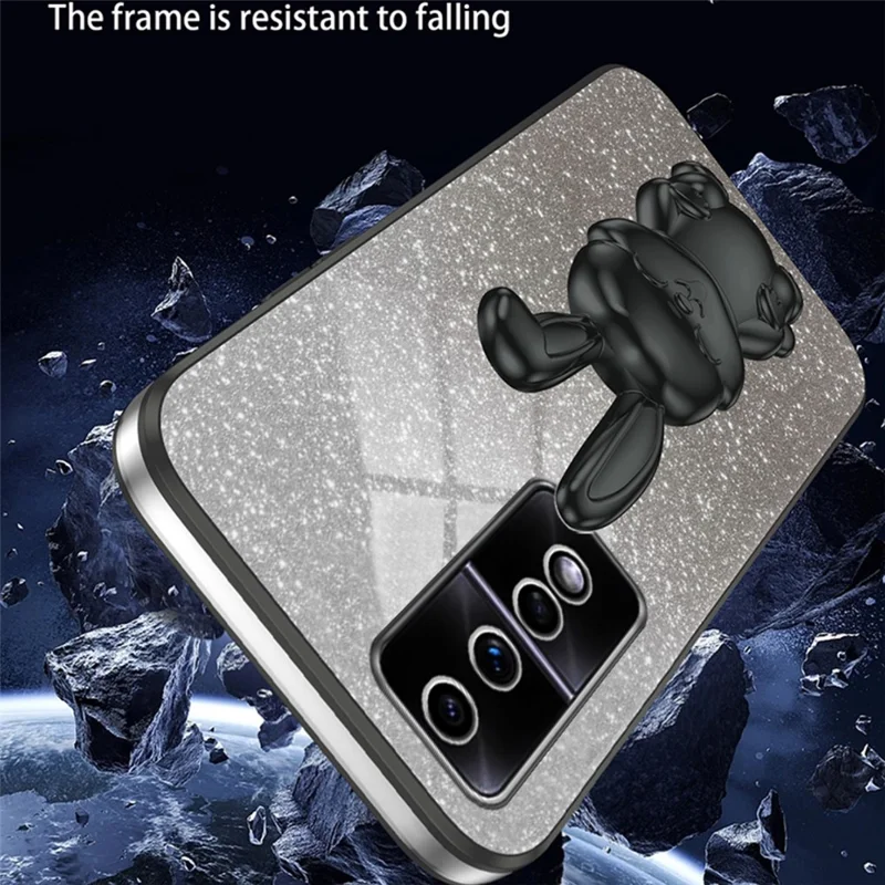 For Honor 80 GT 5G Case Cartoon Rabbit Pull-out Kickstand Drop-proof PC+TPU Phone Cover - Black