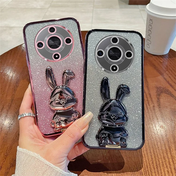 For Honor Magic6 Lite 5G / X9b 5G Case Cute Rabbit Shockproof Kickstand Phone Case - Blue