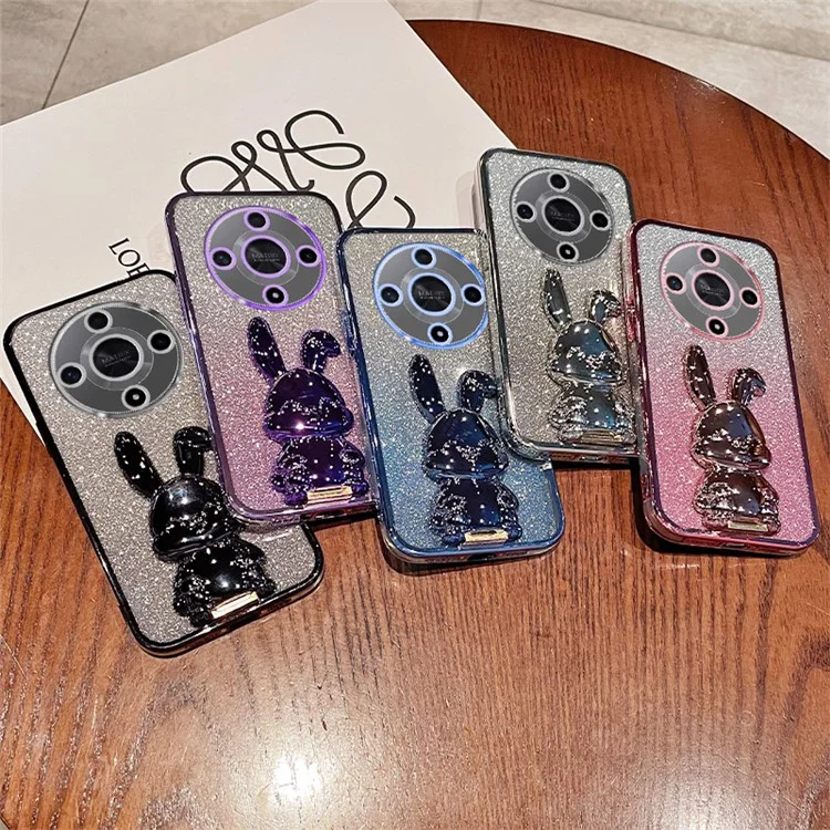 For Honor Magic6 Lite 5G / X9b 5G Case Cute Rabbit Shockproof Kickstand Phone Case - Blue