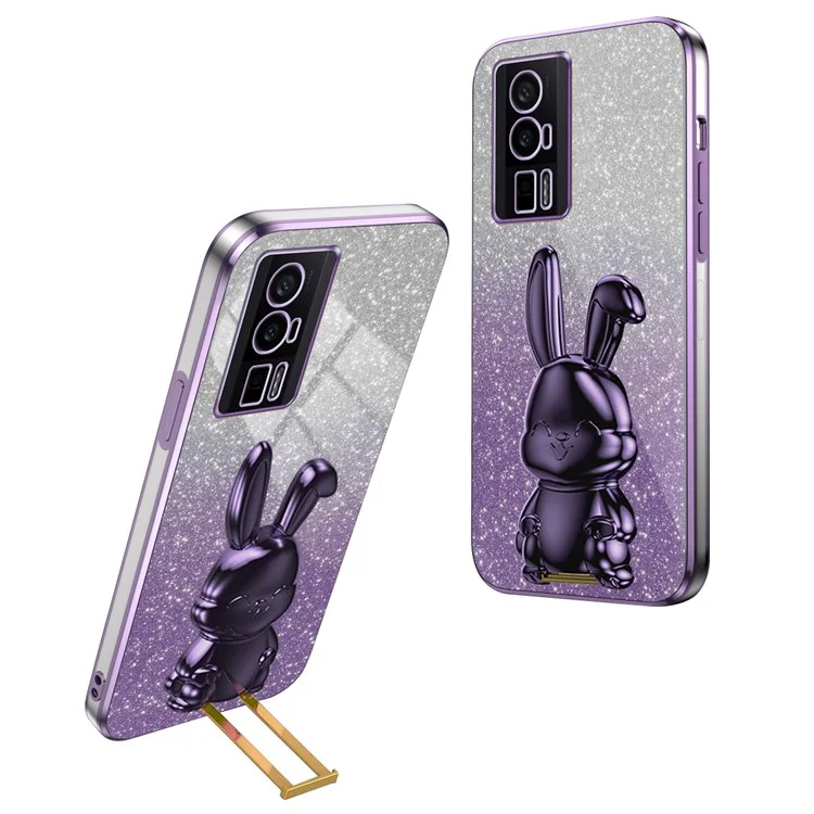 Per Xiaomi Redmi K60 5G / K60 Pro 5G Kickstand Case Copertura Del Telefono Shock Shock Coniglio Carino - Viola