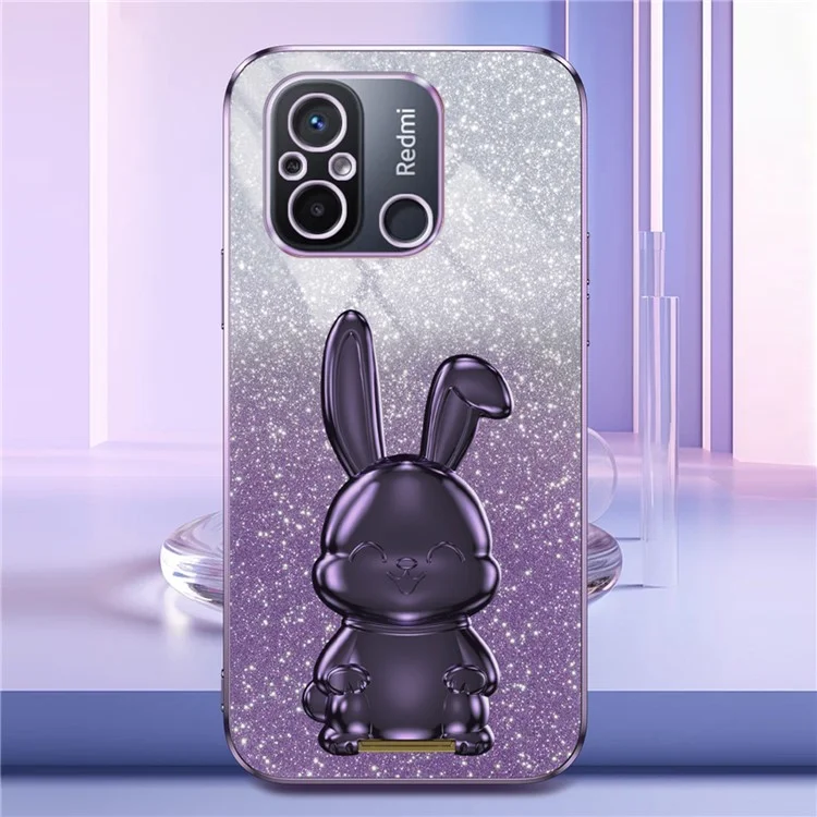 Для Xiaomi Redmi 12C 4G Slim Case Cute Rabbit Shockproof Kickstand Phone Cover - Фиолетовый