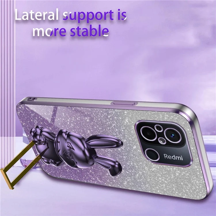 Для Xiaomi Redmi 12C 4G Slim Case Cute Rabbit Shockproof Kickstand Phone Cover - Фиолетовый