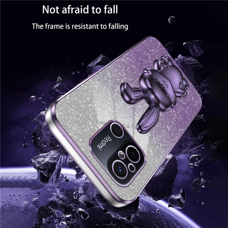 Для Xiaomi Redmi 12C 4G Slim Case Cute Rabbit Shockproof Kickstand Phone Cover - Фиолетовый
