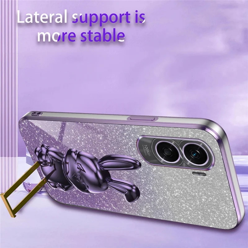 For Honor X50i 5G Kickstand Case Cute Rabbit Anti-Drop Slim Phone Case - Lila