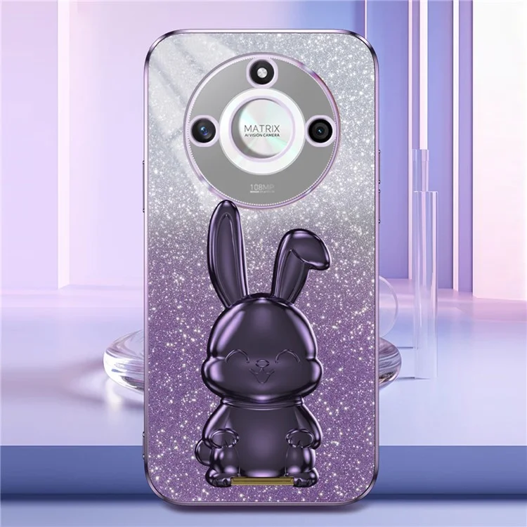 For Honor X50 5G Slim Case Cute Rabbit Anti-Drop Kickstand Phone Case - Purple