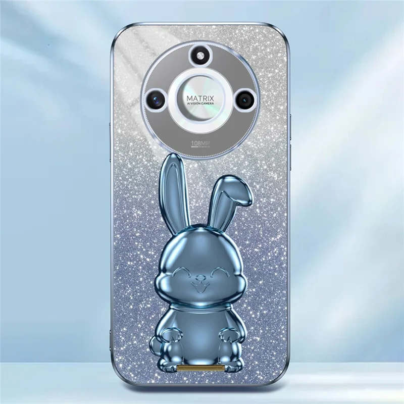 For Honor X50 5G Slim Case Cute Rabbit Anti-Drop Kickstand Phone Case - Blue