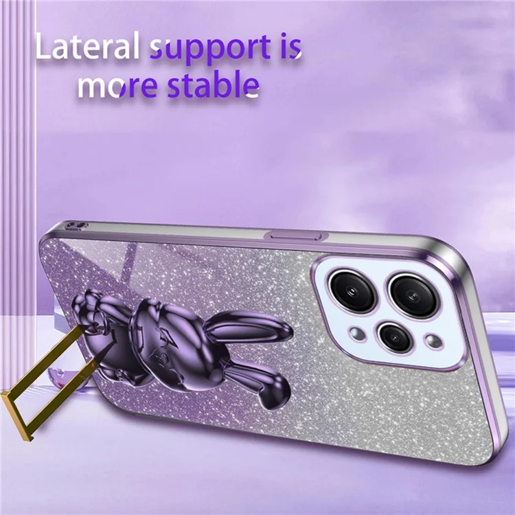For Xiaomi Redmi 12 4G Shockproof Slim Case Cute Rabbit Kickstand Phone Cover - Purple