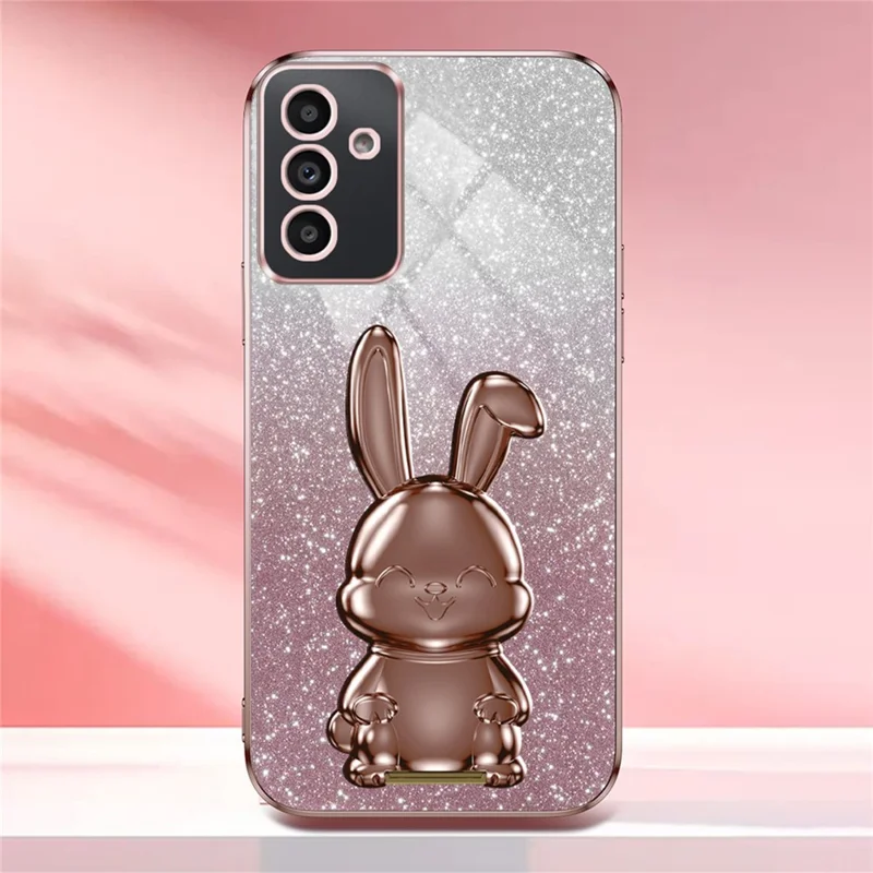 For Samsung Galaxy A15 4G / 5G Smartphone Case with Kickstand Cartoon Rabbit Back Cover - Pink