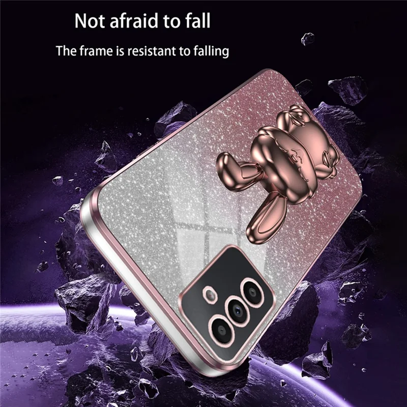 For Samsung Galaxy A15 4G / 5G Smartphone Case with Kickstand Cartoon Rabbit Back Cover - Pink