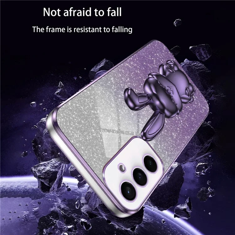 For Samsung Galaxy S23 FE Cell Phone Case Cute Rabbit Pull-out Kickstand Drop Resistant Cover - Purple