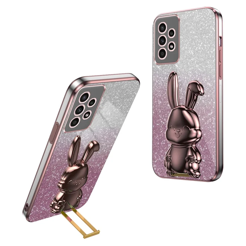 For Samsung Galaxy A13 4G / 5G Anti-Scratch Phone Cover Electroplating PC+TPU Phone Case with Kickstand - Pink