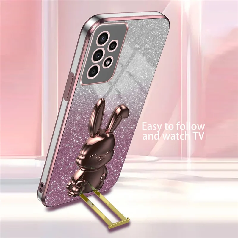 For Samsung Galaxy A13 4G / 5G Anti-Scratch Phone Cover Electroplating PC+TPU Phone Case with Kickstand - Pink