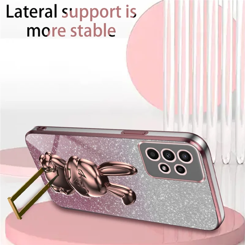 For Samsung Galaxy A13 4G / 5G Anti-Scratch Phone Cover Electroplating PC+TPU Phone Case with Kickstand - Pink