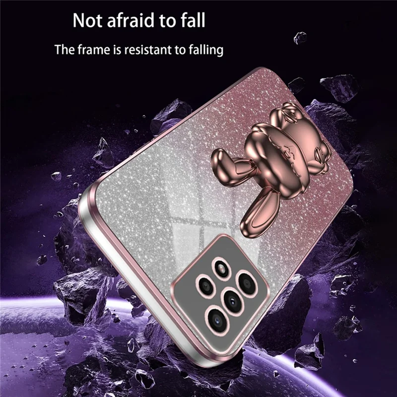 For Samsung Galaxy A13 4G / 5G Anti-Scratch Phone Cover Electroplating PC+TPU Phone Case with Kickstand - Pink