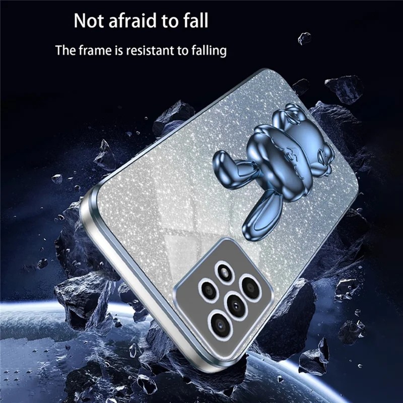 For Samsung Galaxy A13 4G / 5G Anti-Scratch Phone Cover Electroplating PC+TPU Phone Case with Kickstand - Blue