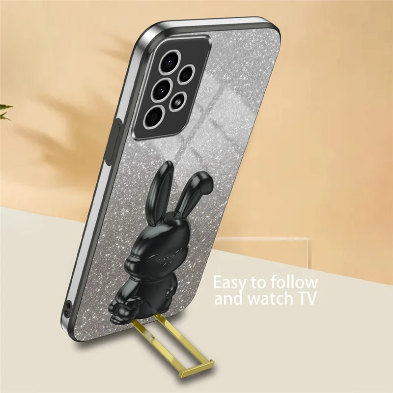 For Samsung Galaxy A13 4G / 5G Anti-Scratch Phone Cover Electroplating PC+TPU Phone Case with Kickstand - Black