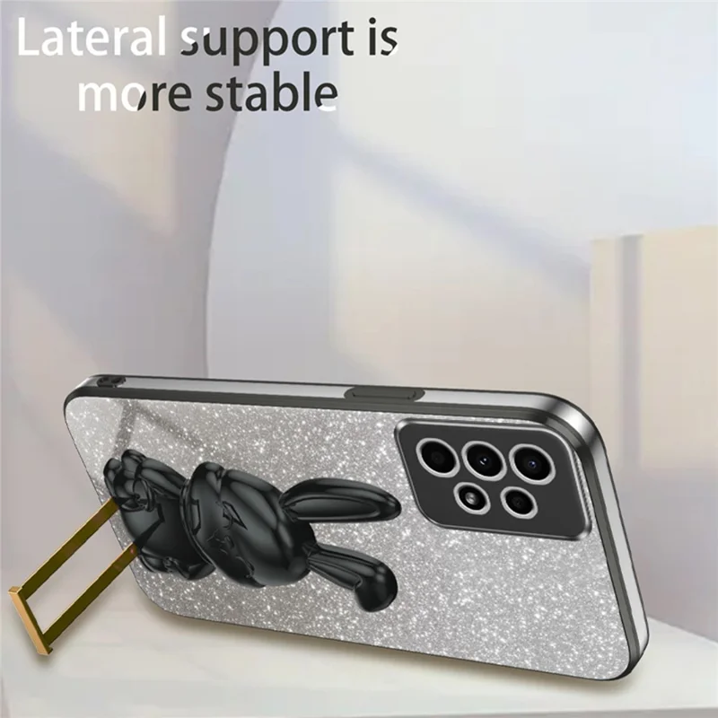 For Samsung Galaxy A13 4G / 5G Anti-Scratch Phone Cover Electroplating PC+TPU Phone Case with Kickstand - Black