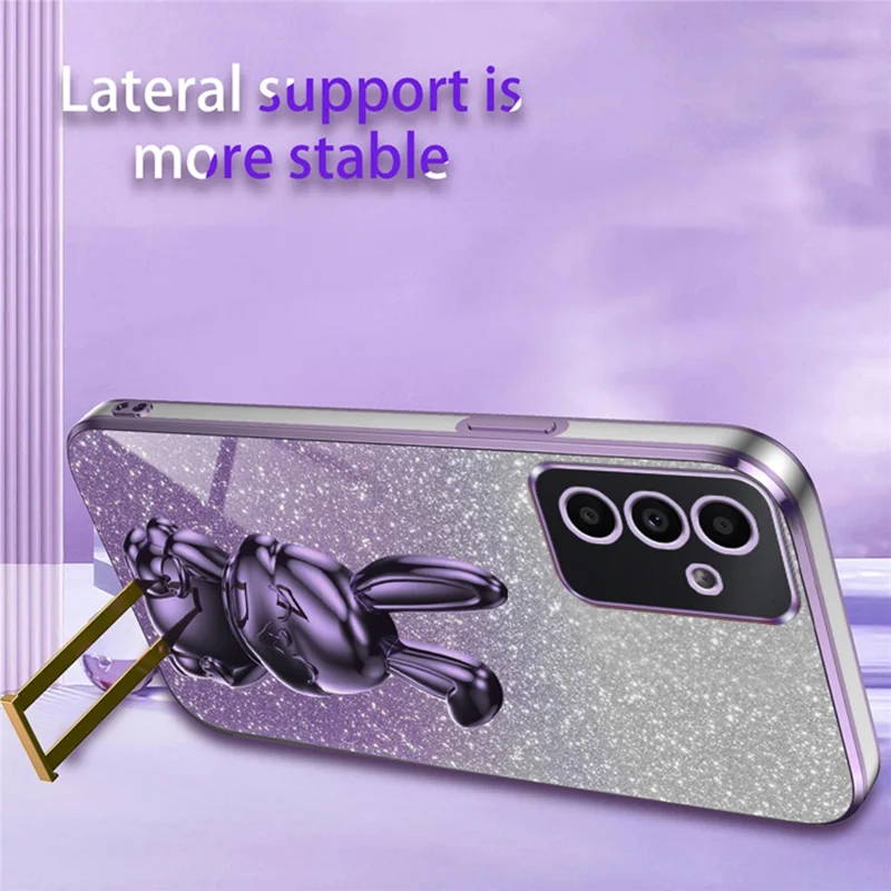 For Samsung Galaxy A14 5G / 4G PC+TPU Phone Case Glitter Powder Pull-Out Kickstand Cell Phone Shell - Purple