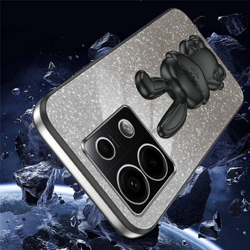 For Xiaomi Redmi Note 13 Pro 5G / Poco X6 5G Phone Case Lovely Rabbit PC+TPU Pull-out Kickstand Cover - Black