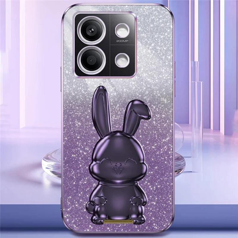 Per Xiaomi Redmi Note 13 4G Case Cute Rabbit Pull-out Kickstand PC+TPU Cellphone Cover - Viola