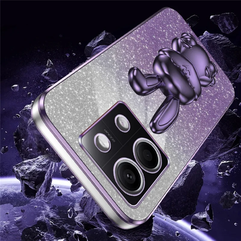 Per Xiaomi Redmi Note 13 4G Case Cute Rabbit Pull-out Kickstand PC+TPU Cellphone Cover - Viola