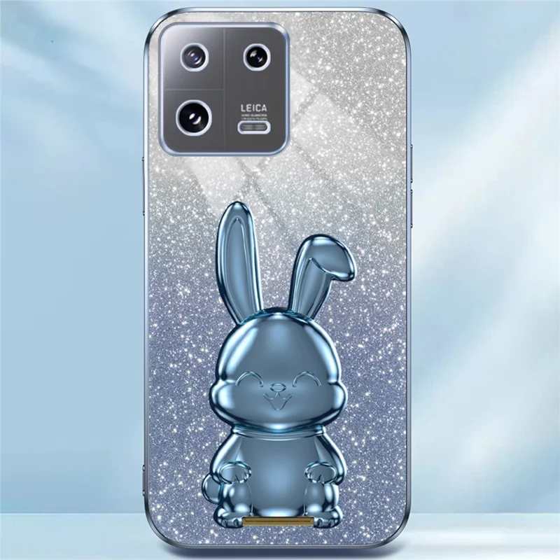 For Xiaomi 13 Cell Phone Case Fashion Glitter Pull-out Kickstand Anti-shock PC+TPU Cover - Blue