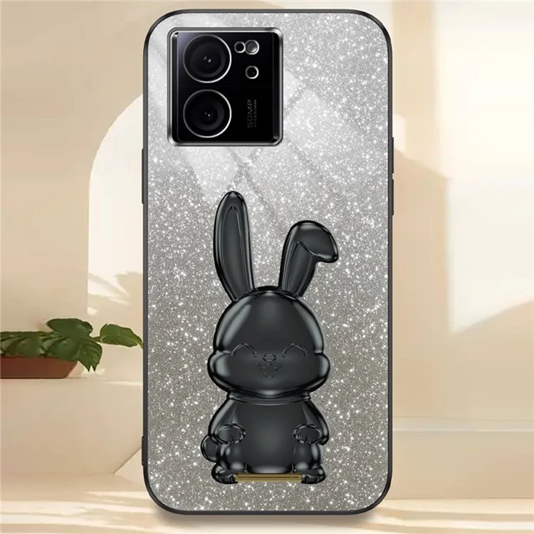 Case for Xiaomi 13T / Redmi K60 Ultra PC+TPU Lovely Rabbit Anti-scratch Phone Cover - Black