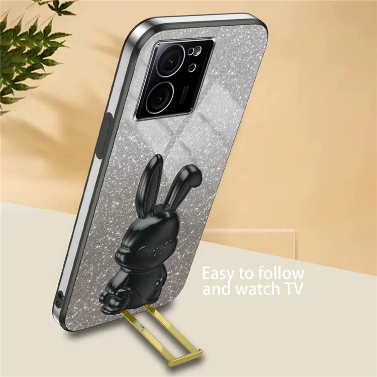 Case for Xiaomi 13T / Redmi K60 Ultra PC+TPU Lovely Rabbit Anti-scratch Phone Cover - Black