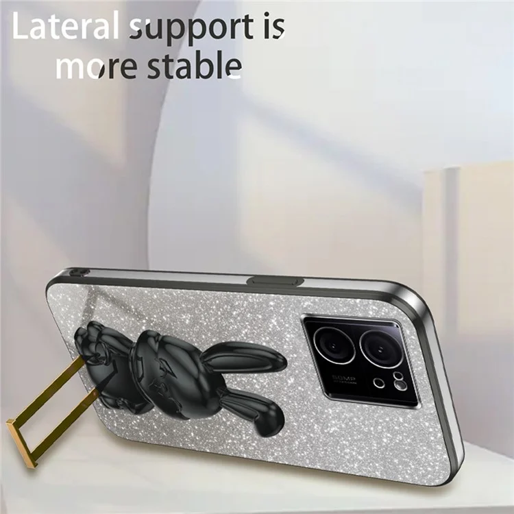 Case for Xiaomi 13T / Redmi K60 Ultra PC+TPU Lovely Rabbit Anti-scratch Phone Cover - Black