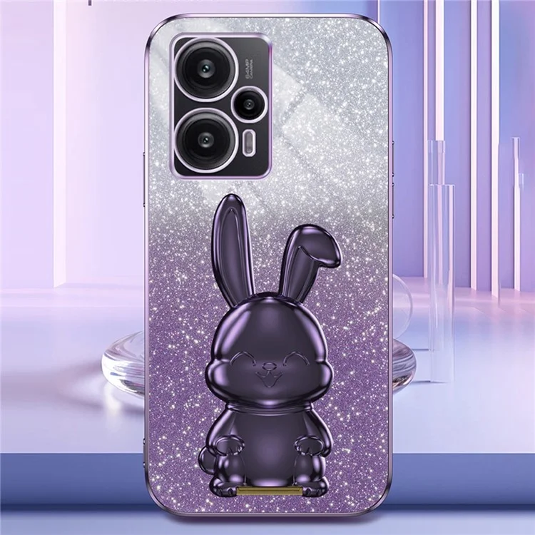 Per Xiaomi Redmi Note 12 Turbo / Poco F5 5G PC+TPU Lovely Rabbit Cell Phone Kickstand Case - Viola