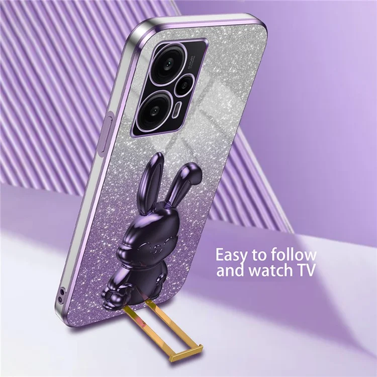 Per Xiaomi Redmi Note 12 Turbo / Poco F5 5G PC+TPU Lovely Rabbit Cell Phone Kickstand Case - Viola