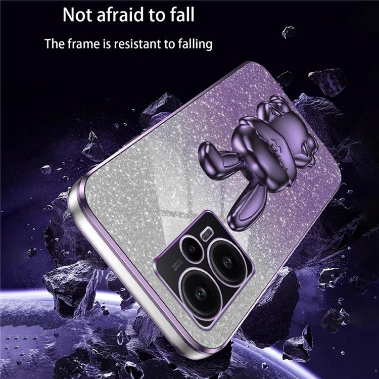 Per Xiaomi Redmi Note 12 Turbo / Poco F5 5G PC+TPU Lovely Rabbit Cell Phone Kickstand Case - Viola