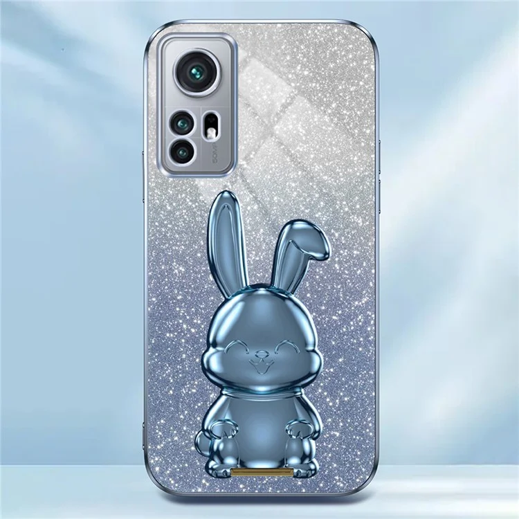 Pour Xiaomi 12 5G / 12x 5G / 12s 5G pc + Tpu Back Shell Lovely Rabbit Cell Phone Kickstand Case - Bleu