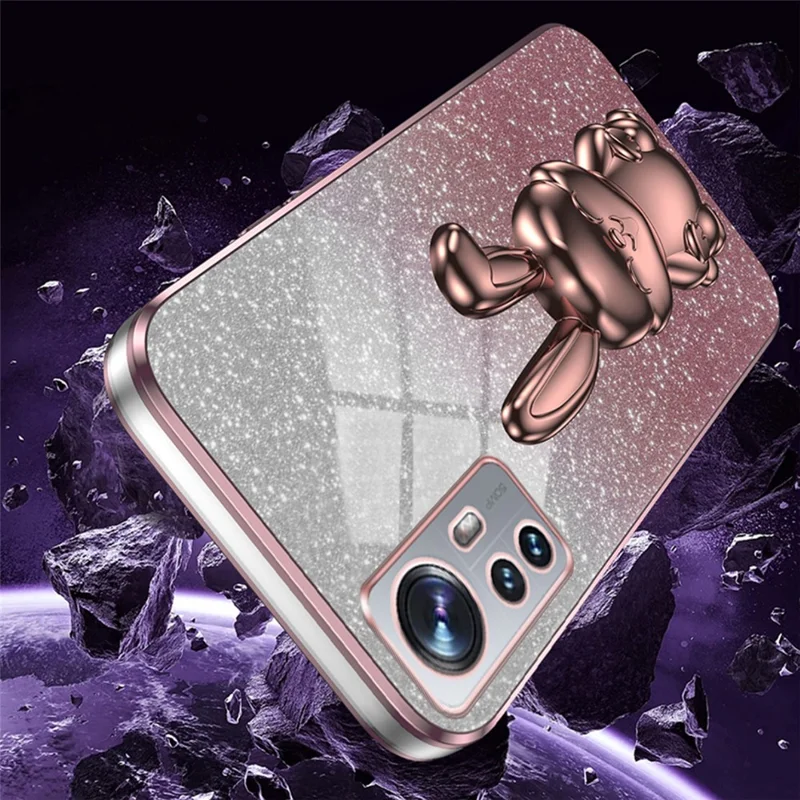 For Xiaomi 12 Lite 5G Anti-fald PC+TPU Sjov Hare Mobiltelefon Udpullig Stand Case - Pink