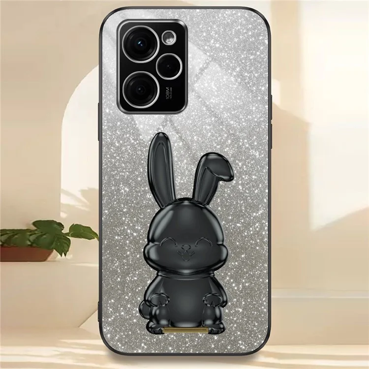 Pour Xiaomi Redmi Note 12 Pro Speed 5G / Poco X5 Pro 5G Étui de téléphone portable Glitter Pull-out Kickstand PC+TPU Cover - Noir