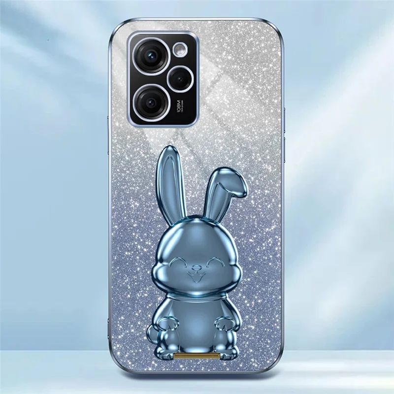 For Xiaomi Redmi Note 12 Pro Speed 5G / Poco X5 Pro 5G Cell Phone Case Glitter Pull-out Kickstand PC+TPU Cover - Blue