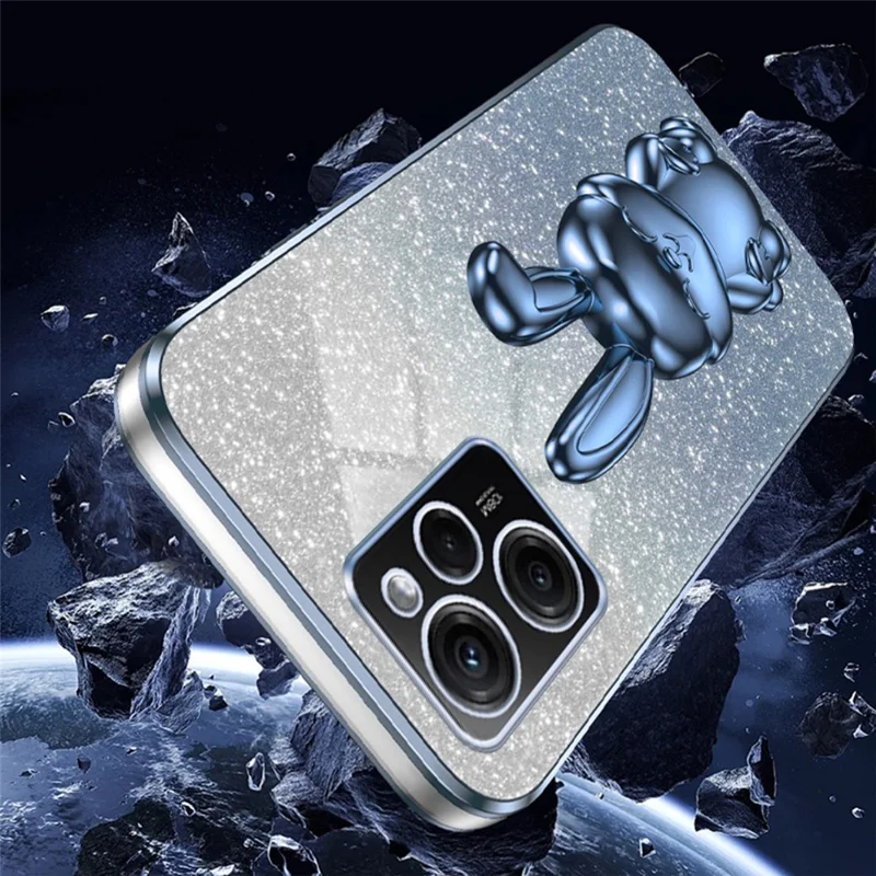 For Xiaomi Redmi Note 12 Pro Speed 5G / Poco X5 Pro 5G Cell Phone Case Glitter Pull-out Kickstand PC+TPU Cover - Blue