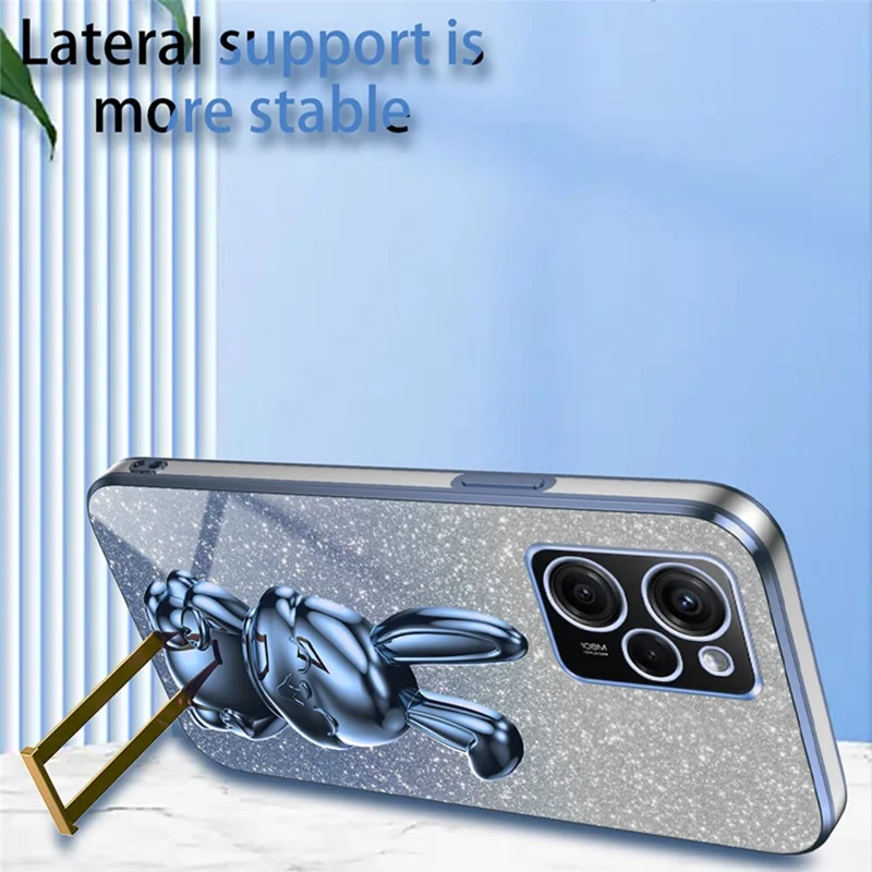 For Xiaomi Redmi Note 12 Pro Speed 5G / Poco X5 Pro 5G Cell Phone Case Glitter Pull-out Kickstand PC+TPU Cover - Blue
