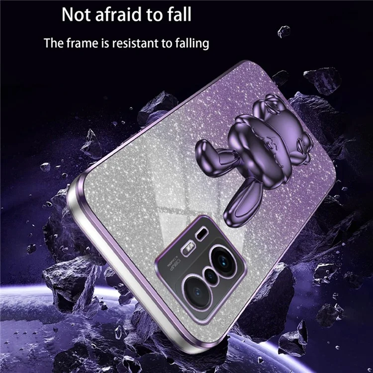 For Xiaomi 11T 5G / 11T Pro 5G Phone Case Pull-out Kickstand Electroplating PC+TPU Cover - Purple