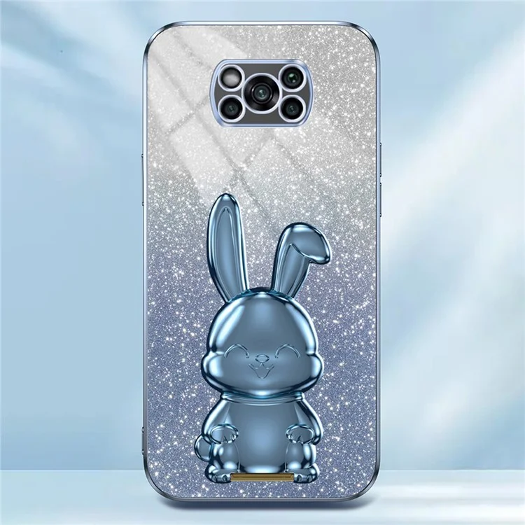 Para Xiaomi Poco X3 / Poco X3 NFC Funda de teléfono Celular Electrochapada con Soporte extraíble PC+TPU - Azul
